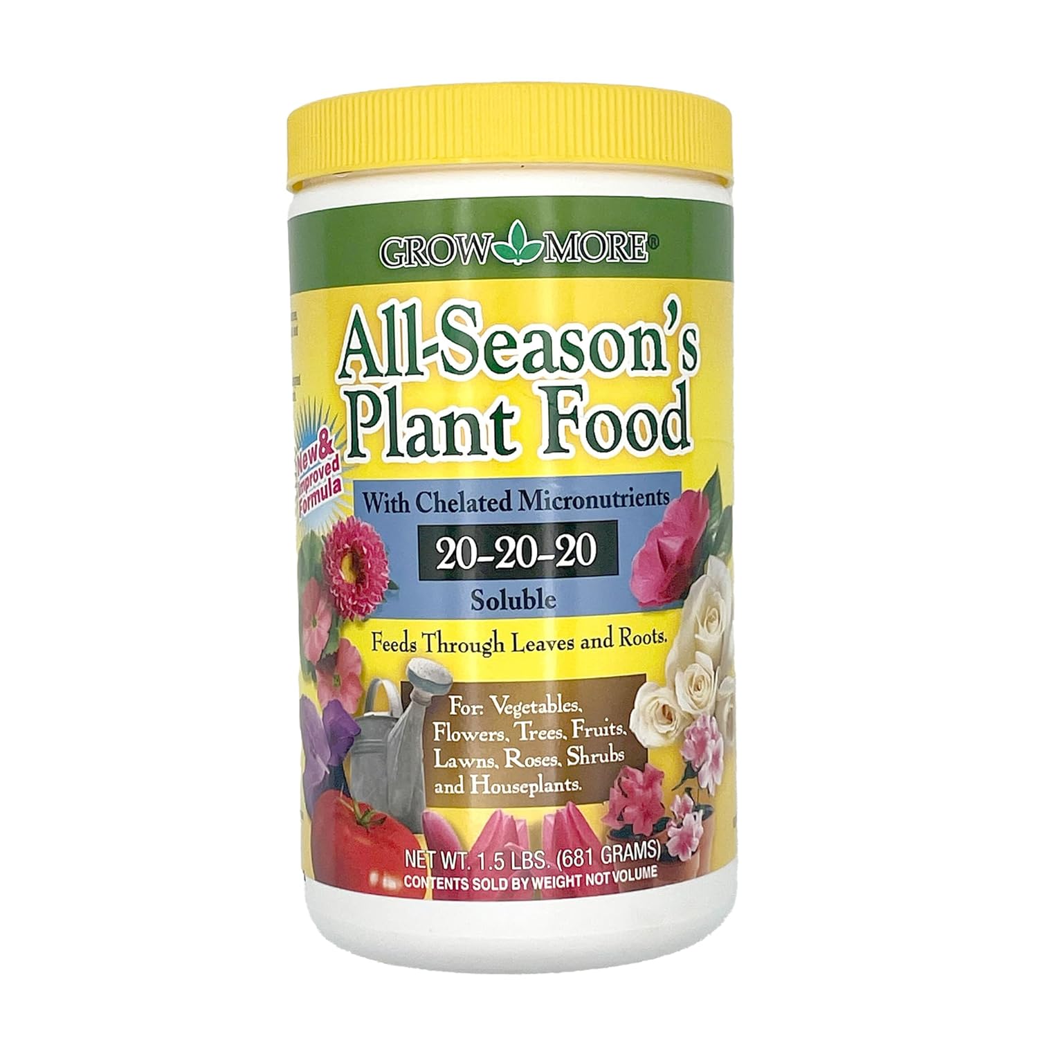 new plant fertilizer Grow More All Season's Plant Food Soluble Fertilizer 20-20-20 1.5lb