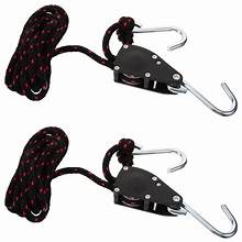 Rope Tie Downs, 1/4 in Heavy Duty Rope Lock Adjustable Ratchet Pulley ...