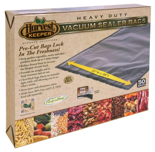 Harvest Keeper® Vacuum Seal Black / Clear Precut Bags, 11 x 18" (50/Pack)