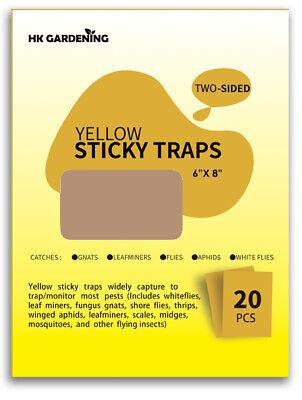 HK Gardening Yellow Sticky Traps, 6" X 8" 20pk