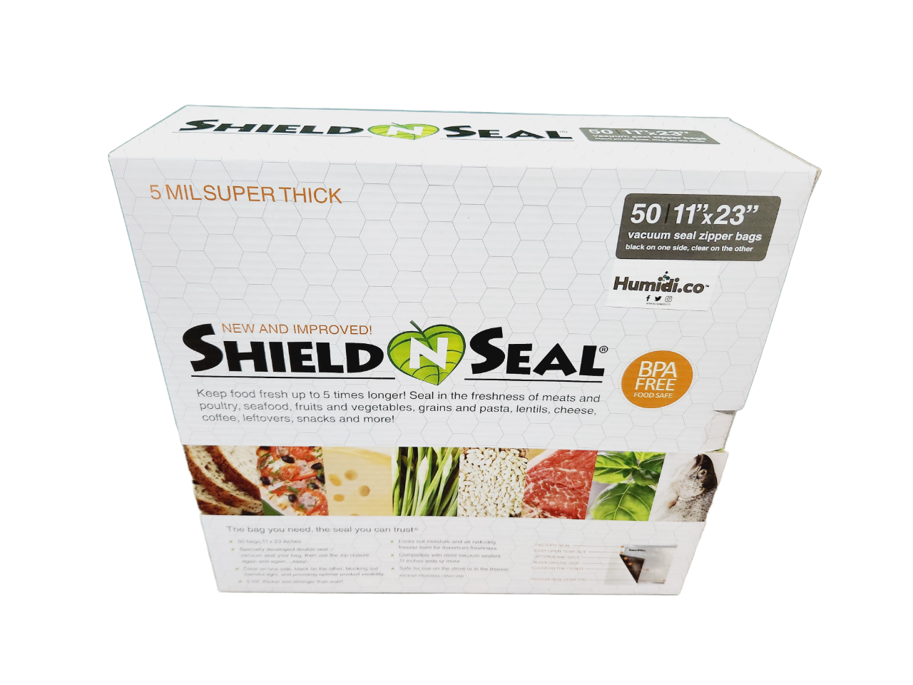 Shield N Seal® SNS 1200 11" x 23" 50ct Zipper Bags (Clear/Black)